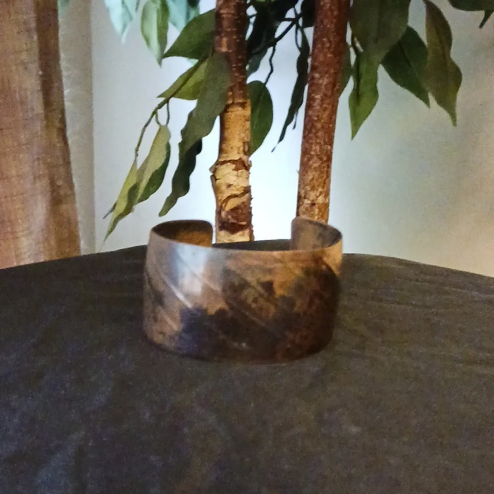 Vintage Copper Wide Bangle Bracelet Boho Statement Cuff Retro Artisan Jewelry - Picture 2 of 3